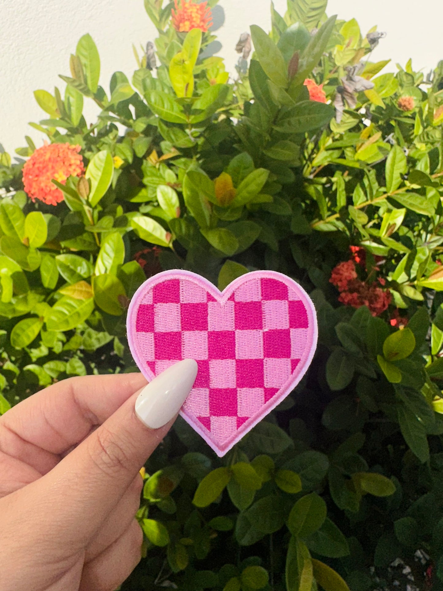 Pink checkered Heart Patch