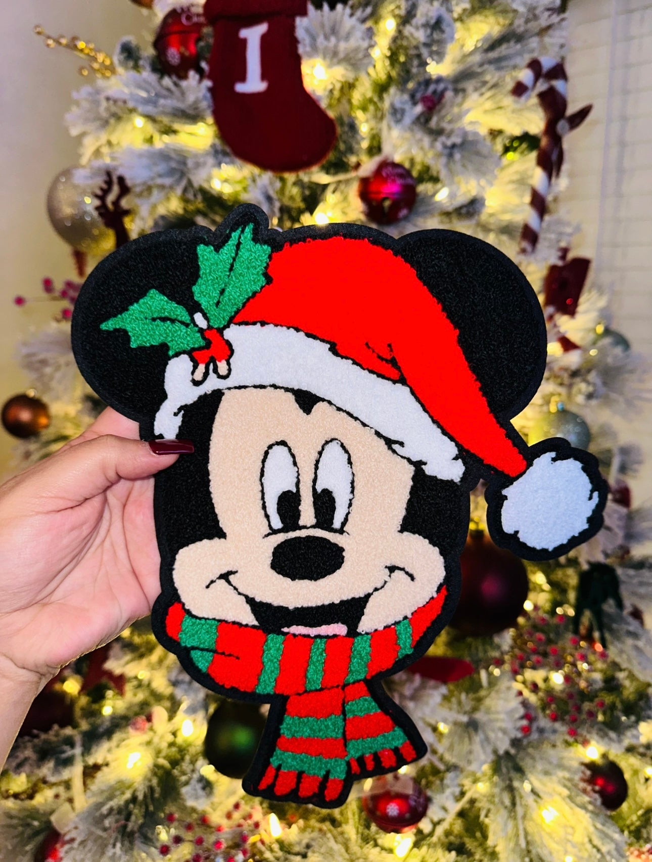 Santa Hat Mickey Chenille Patch