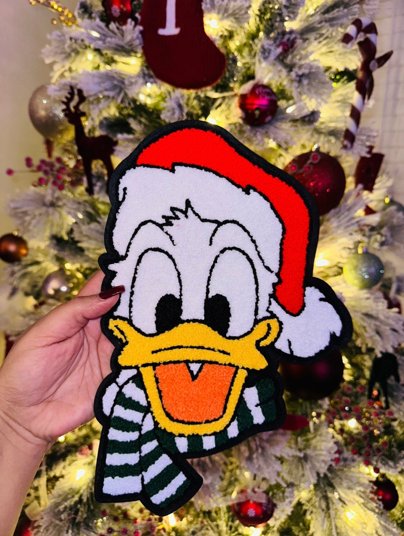 Santa Hat Donald Chenille Patch