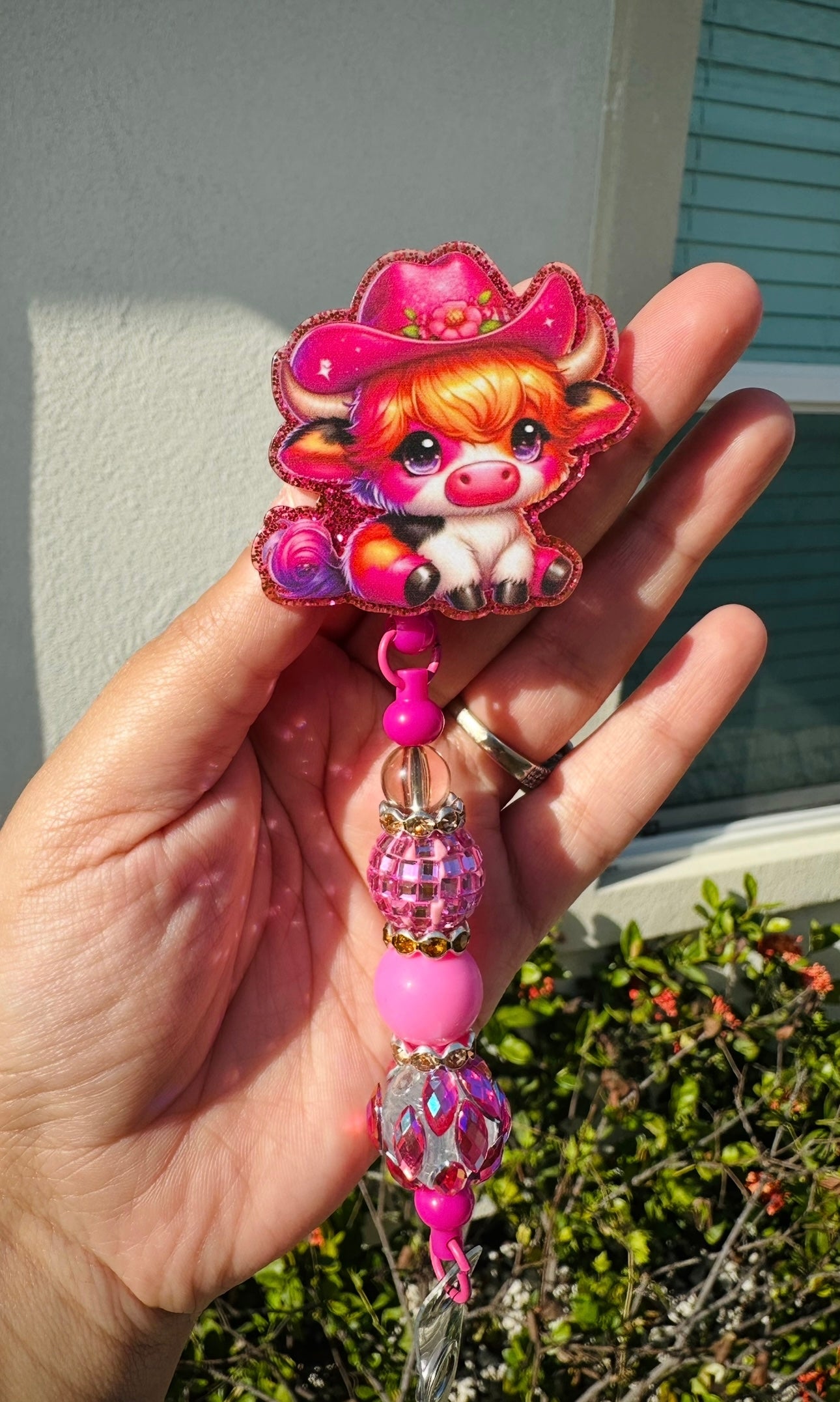 Cowgirl Cow Badge Reel