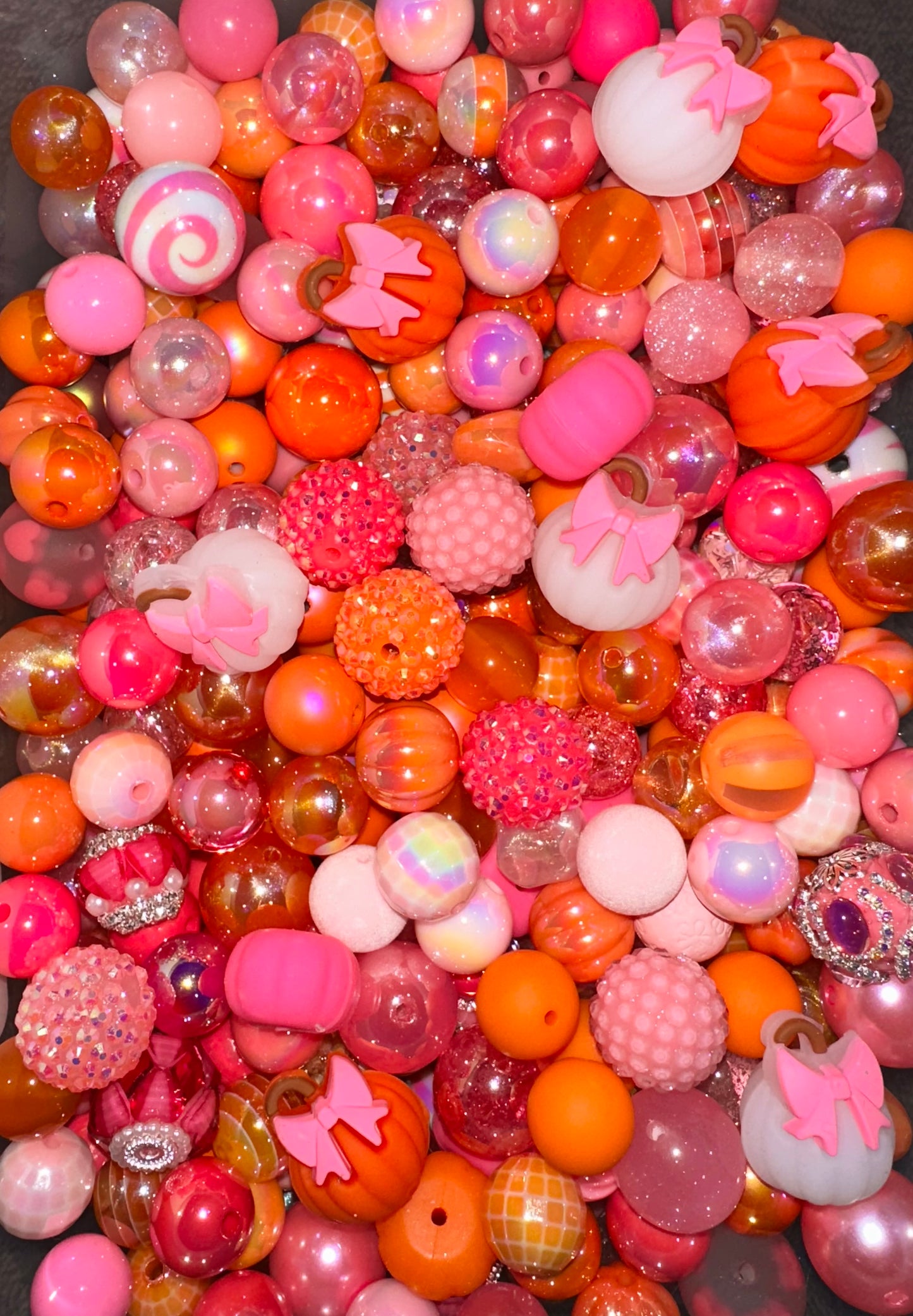 Pink & Orange Pumpkin Bead Mix