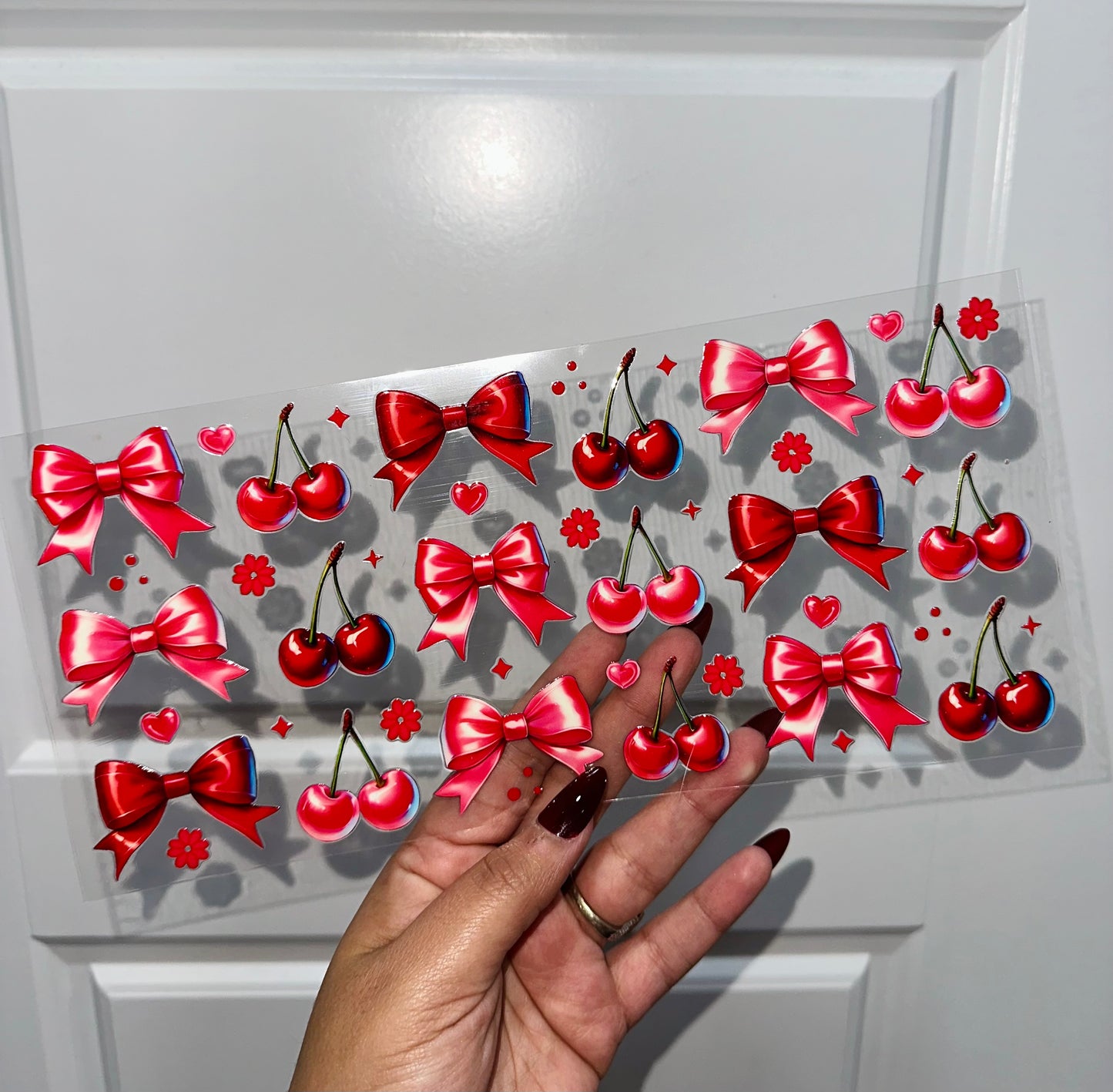 Pink/Red Bows & Cherries Uvdtf Wrap