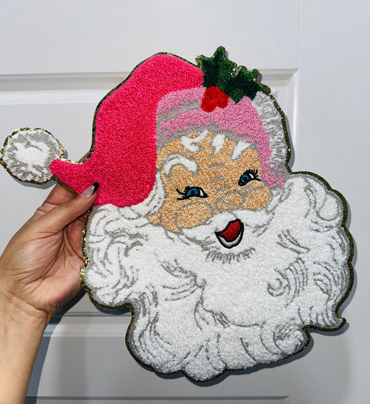 Pink Santa Hat Chenille Patch