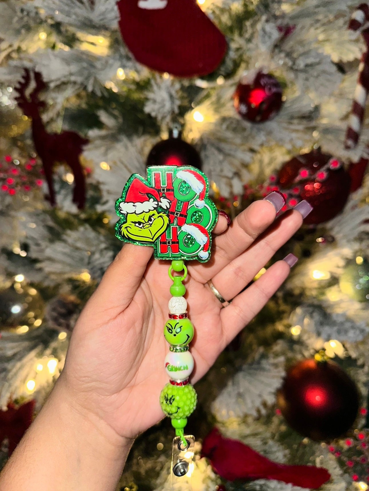 Grinch HOHOHO Badge Reel
