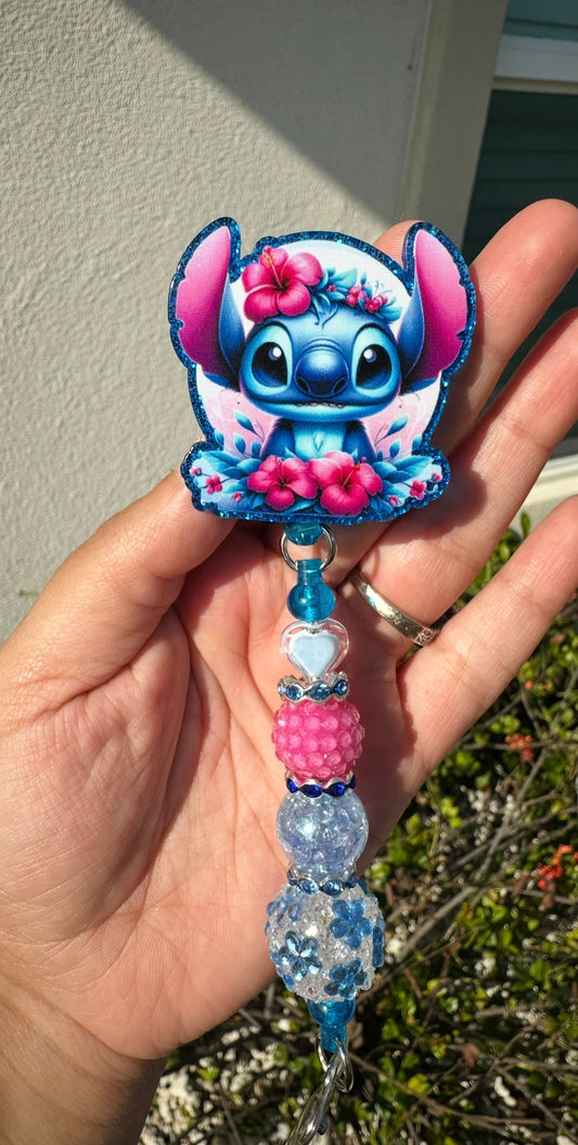 Stitch Flowers Badge Reel