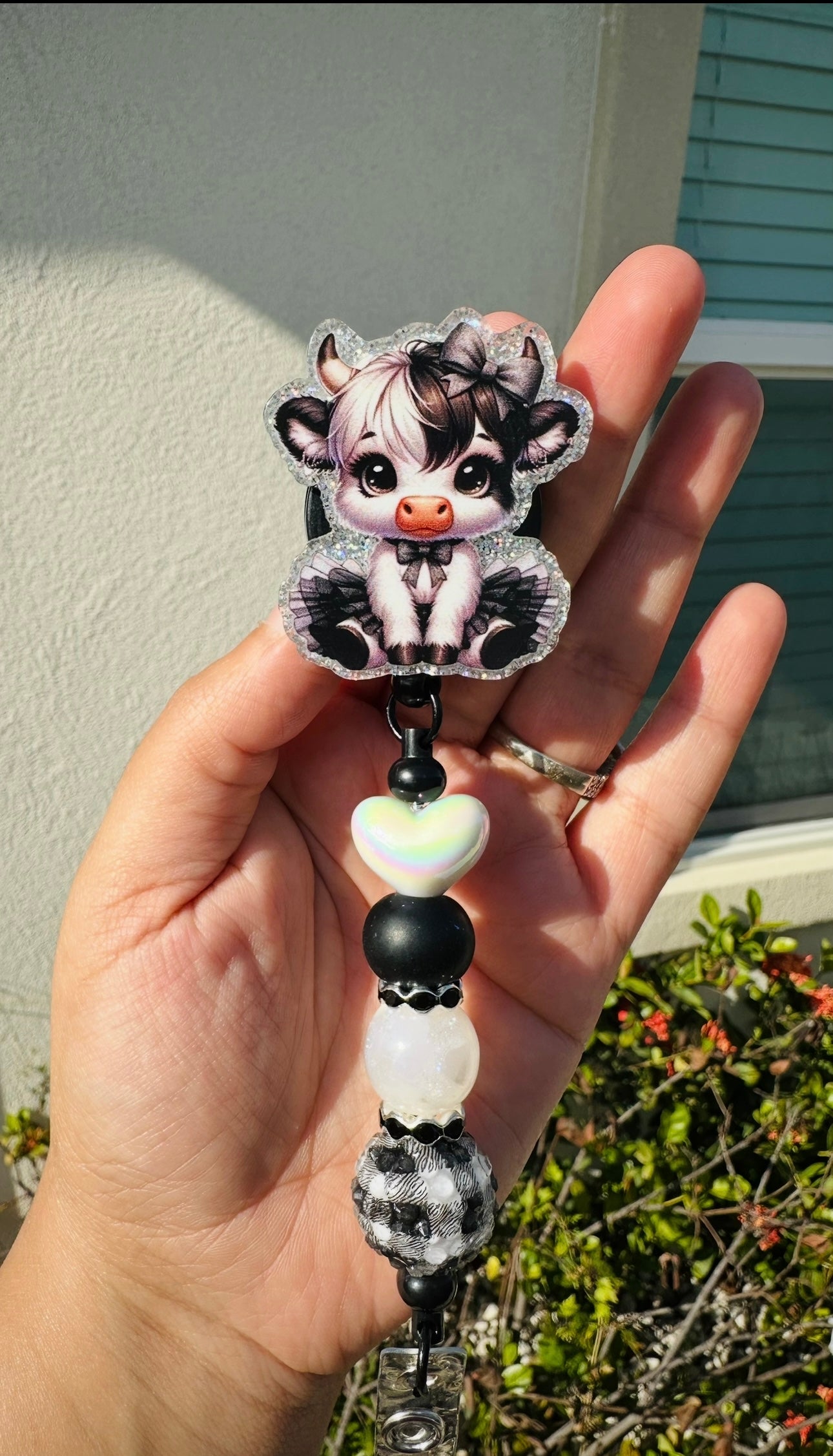 Black & White Cow Badge Reel