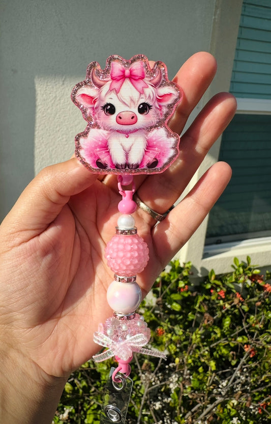 Pink Cow Badge Reel