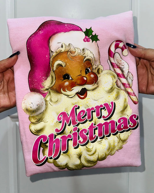 Pink Vintage Santa T-shirt