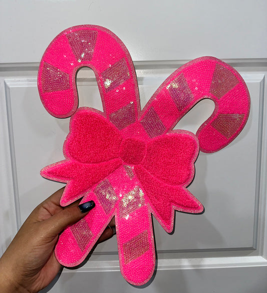 Neon Pink Candy Canes Patch