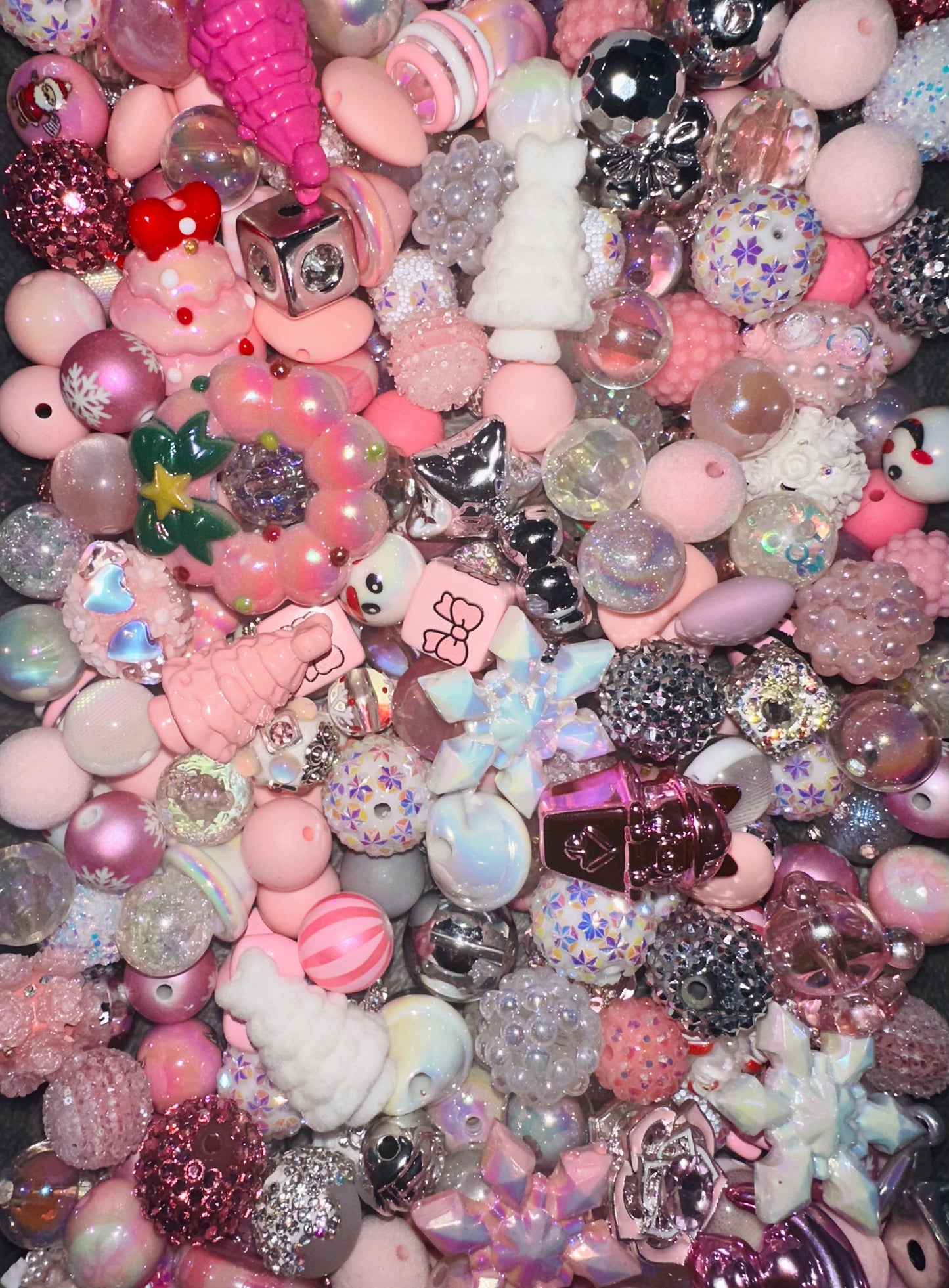 Pink Christmas Bead Mix