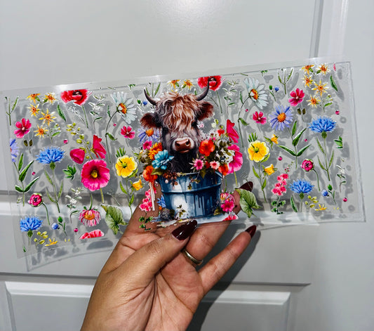 Spring Highland Cow Uvdtf Wrap